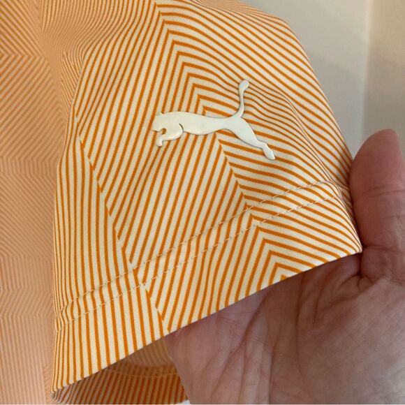 Puma Men’s golf polo striped orange and white dry cell technology size large GUC - Picture 4 of 8